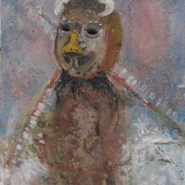 Mill Mask, 2009, paint, beads, pins, on canvas Mill Mask, 2009, paint, beads, pins, on canvas